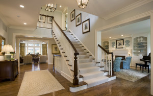 Boxwood House central staircase with second floor balcony in Bryn-Mawr-PA