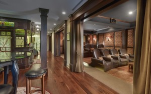 Ardrossan Estate luxury Entertainment room with movie theater with and bar in Villanova, pa